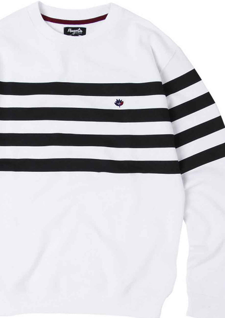 Magenta Mariniere Crewneck Sweatshirt White Black  Magenta   