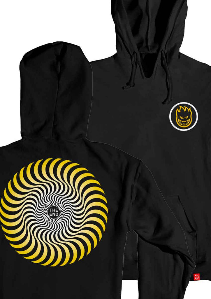 Spitfire Classic Swirl Fade Hooded Sweatshirt Black Yellow  Spitfire   