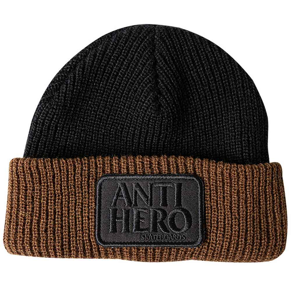 Anti Hero Reserve Patch Cuff Beanie Black Brown  Anti Hero   