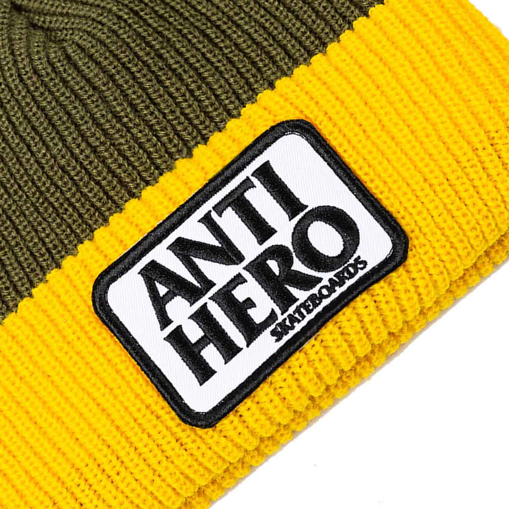 Anti Hero Reserve Patch Cuff Beanie Olive Yellow  Anti Hero   