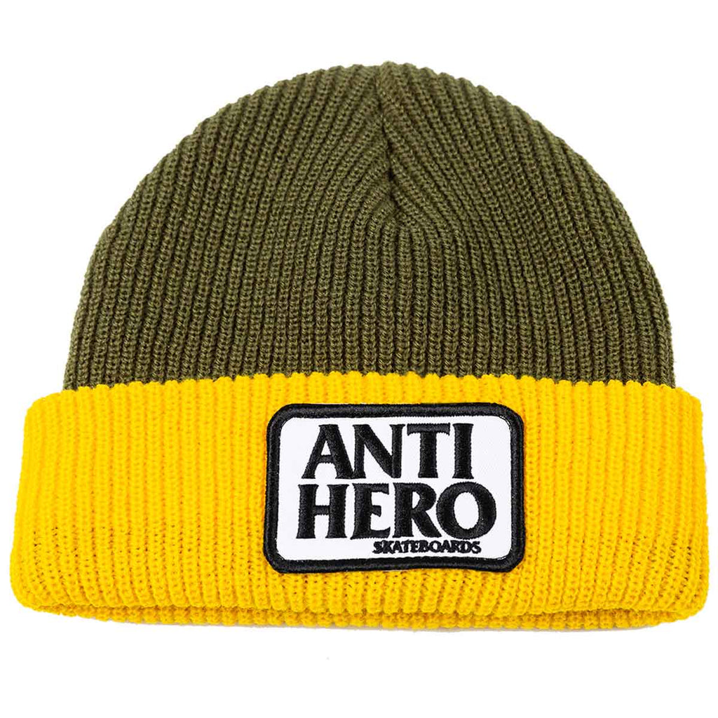 Anti Hero Reserve Patch Cuff Beanie Olive Yellow  Anti Hero   