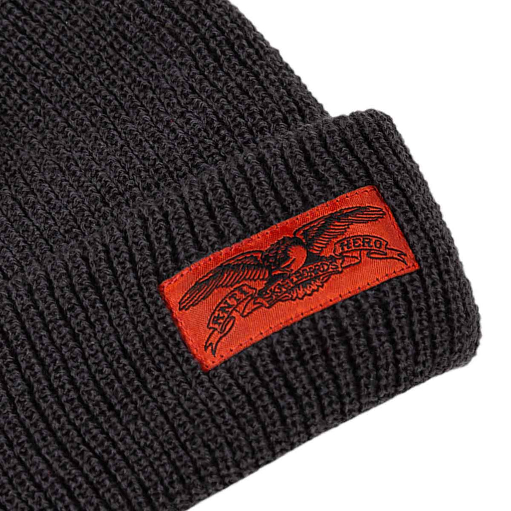 Anti Hero Stock Eagle Label Cuff Beanie Dark Grey  Anti Hero   