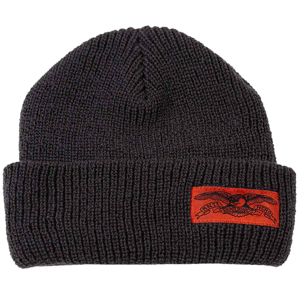 Anti Hero Stock Eagle Label Cuff Beanie Dark Grey  Anti Hero   