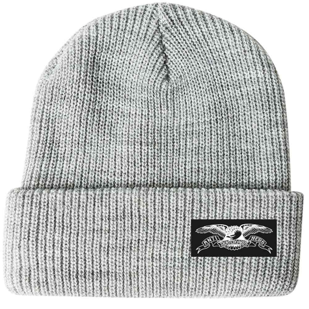 Anti Hero Stock Eagle Label Cuff Beanie Heather Grey  Anti Hero   