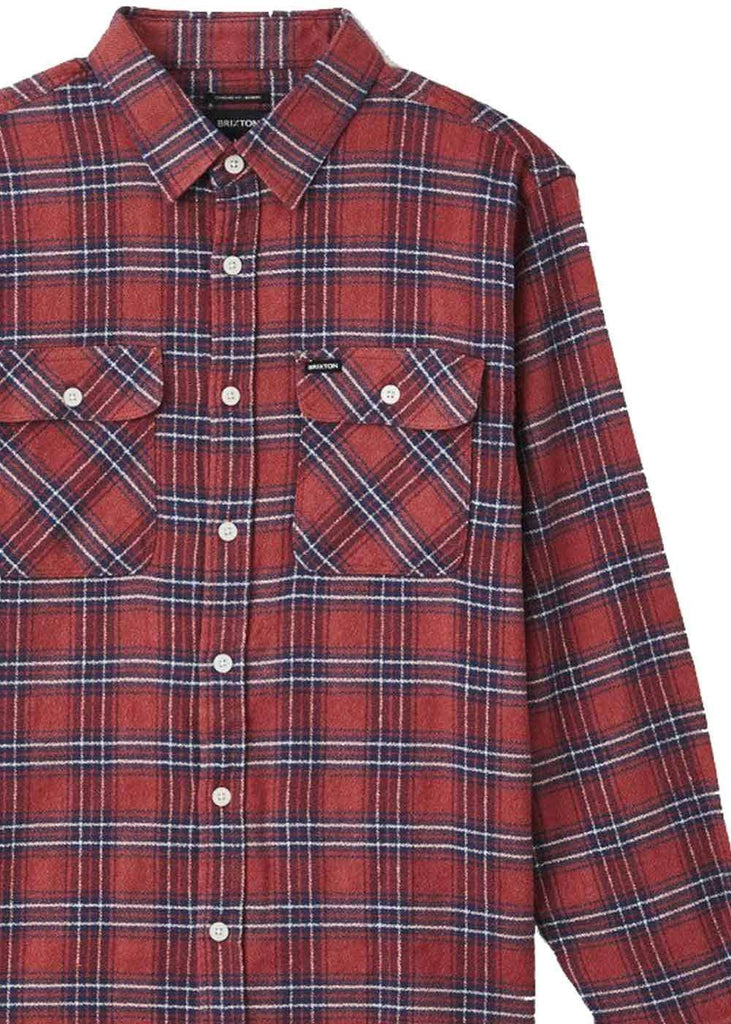 Brixton Bowery Lightweight Flannel Shirt Cowhide  Brixton   