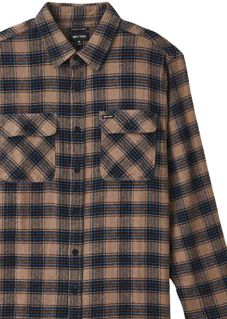 Brixton Bowery Lightweight Flannel Shirt Pine Bark  Brixton   