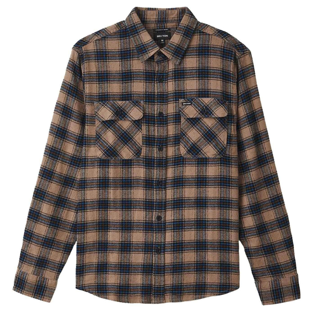 Brixton Bowery Lightweight Flannel Shirt Pine Bark  Brixton   