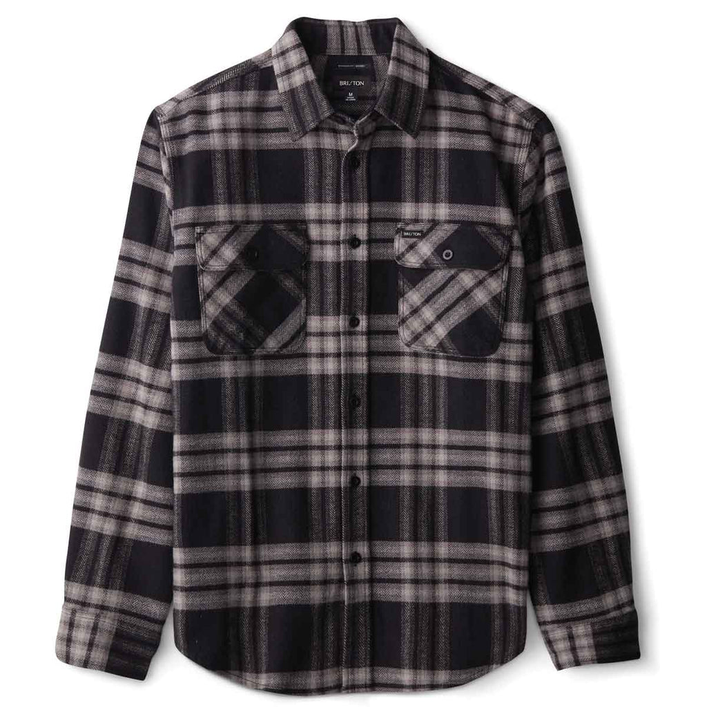 Brixton Bowery X Flannel Shirt Black Charcoal  Brixton   