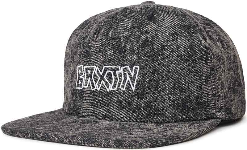 Brixton Simmons Snapback Cap Black Acid Wash  Brixton   