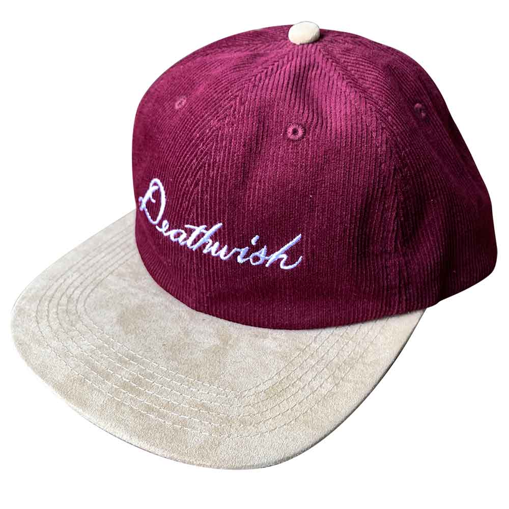 Deathwish Script Snapback Cap Maroon Khaki  Deathwish   