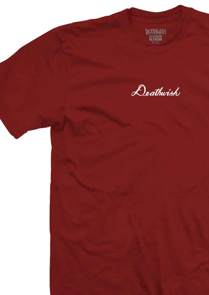 Deathwish Script T-Shirt Maroon  Deathwish   