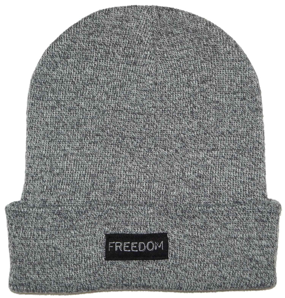 Freedom Label Beanie Heather Grey  Freedom   