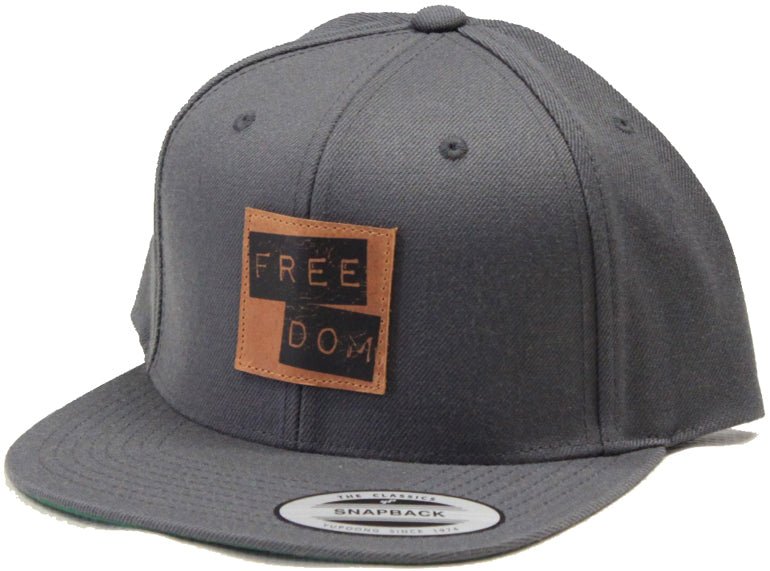 Freedom Stacked Logo Leather Patch Snap Brown Dark Grey  Freedom   