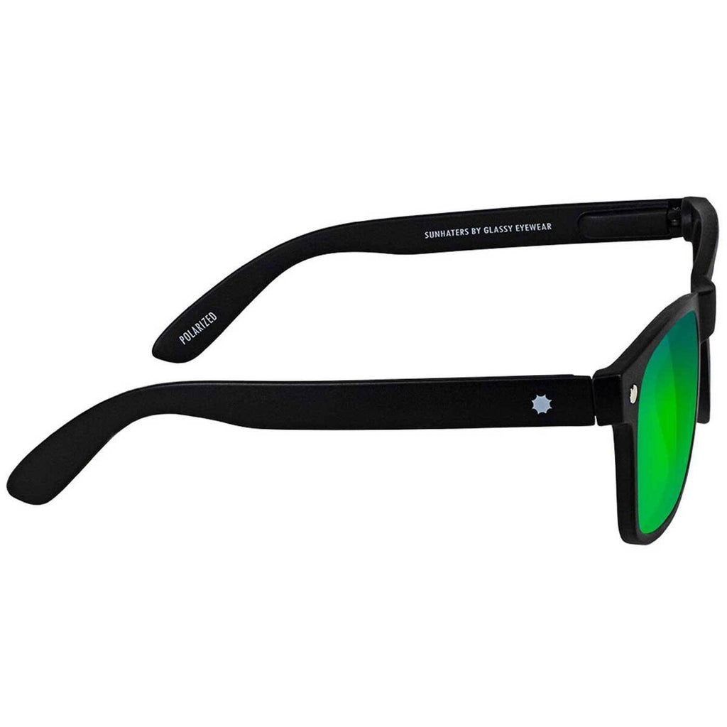 Glassy Leonard Polarized Sonnenbrille Matte Black Green Mirror  Glassy Eyewear   