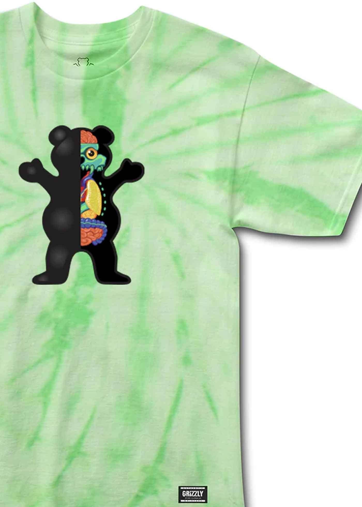 Grizzly Use Your Brain T-Shirt Vert Tie Dye