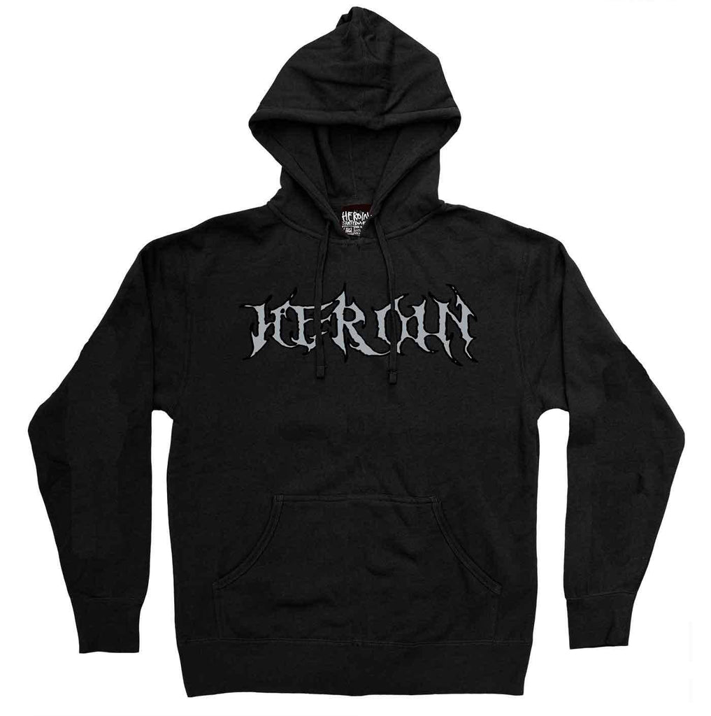 Heroin Video City Skull Hooded Sweatshirt Black  Heroin Skateboards   