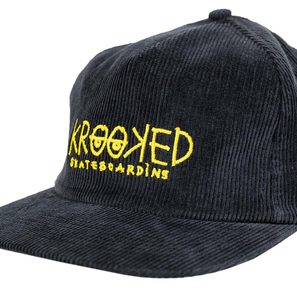 Krooked Eyes Cord Snap Back Cap Black Yellow  Krooked   