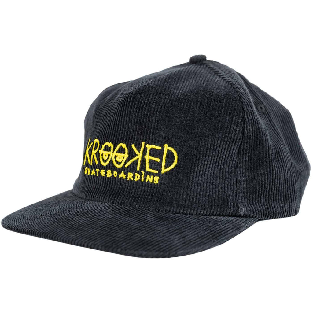 Krooked Eyes Cord Snap Back Cap Black Yellow  Krooked   