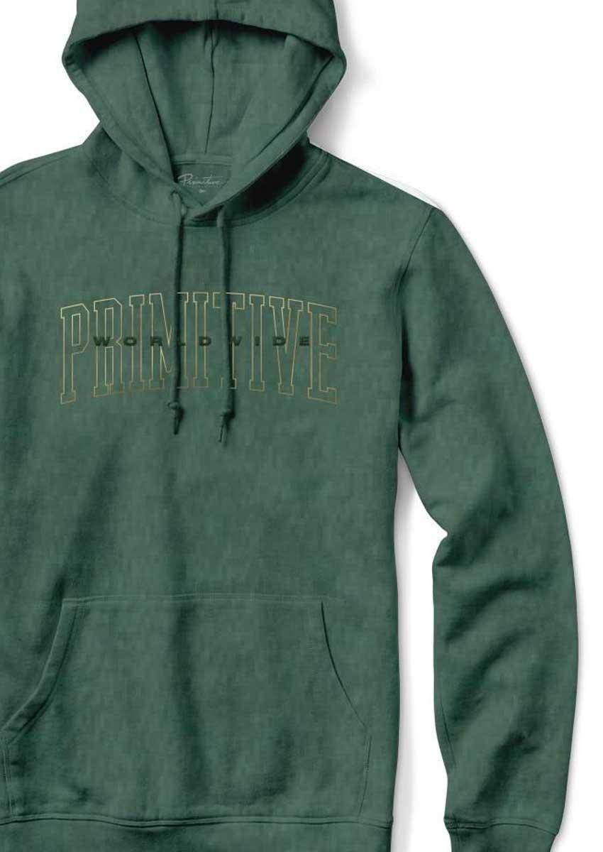 Primitive Collegiate Worldwide Pigment Dyed Sweat à Capuche Vert Foncé