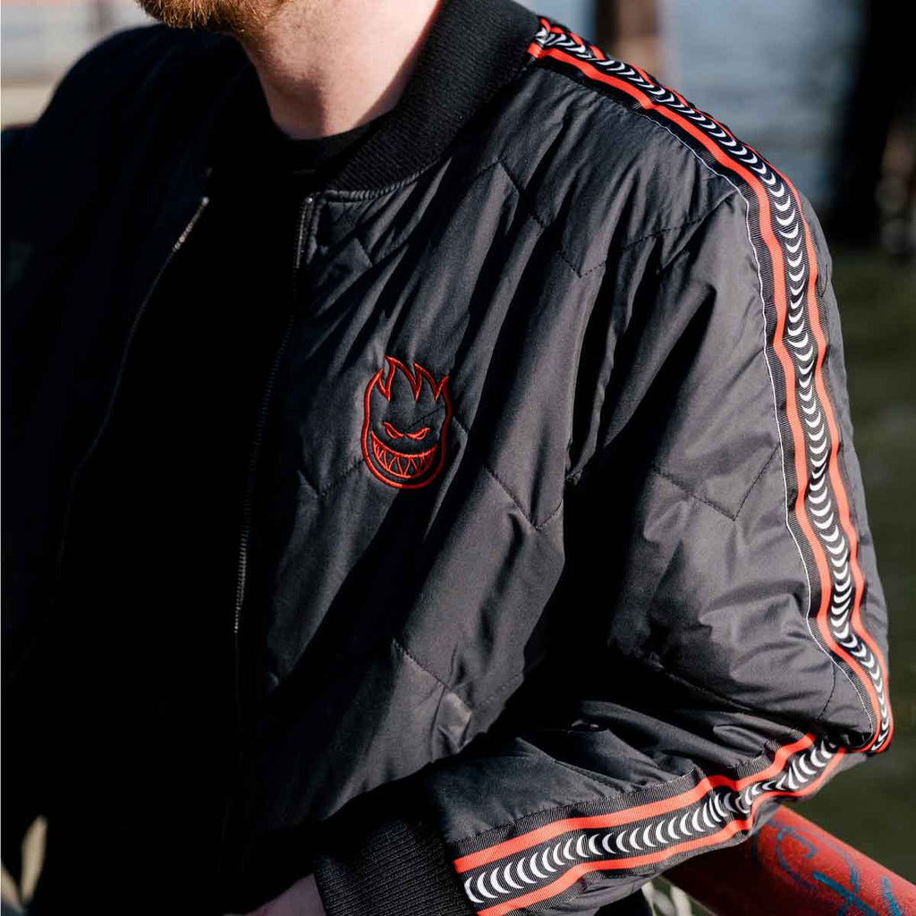 Spitfire Quilted Bomber Jacket Black Red  Spitfire   