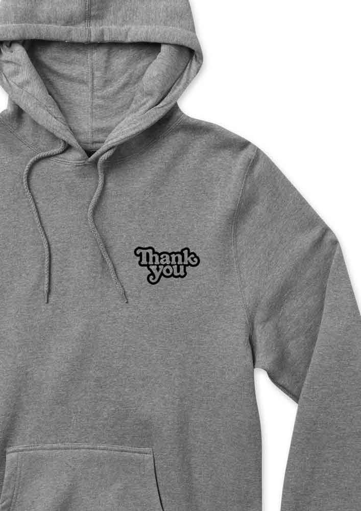 Thank You Logo Hooded Sweatshirt Heather Grey  Thank You   