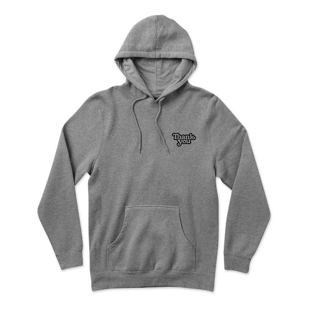 Thank You Logo Hooded Sweatshirt Heather Grey  Thank You   