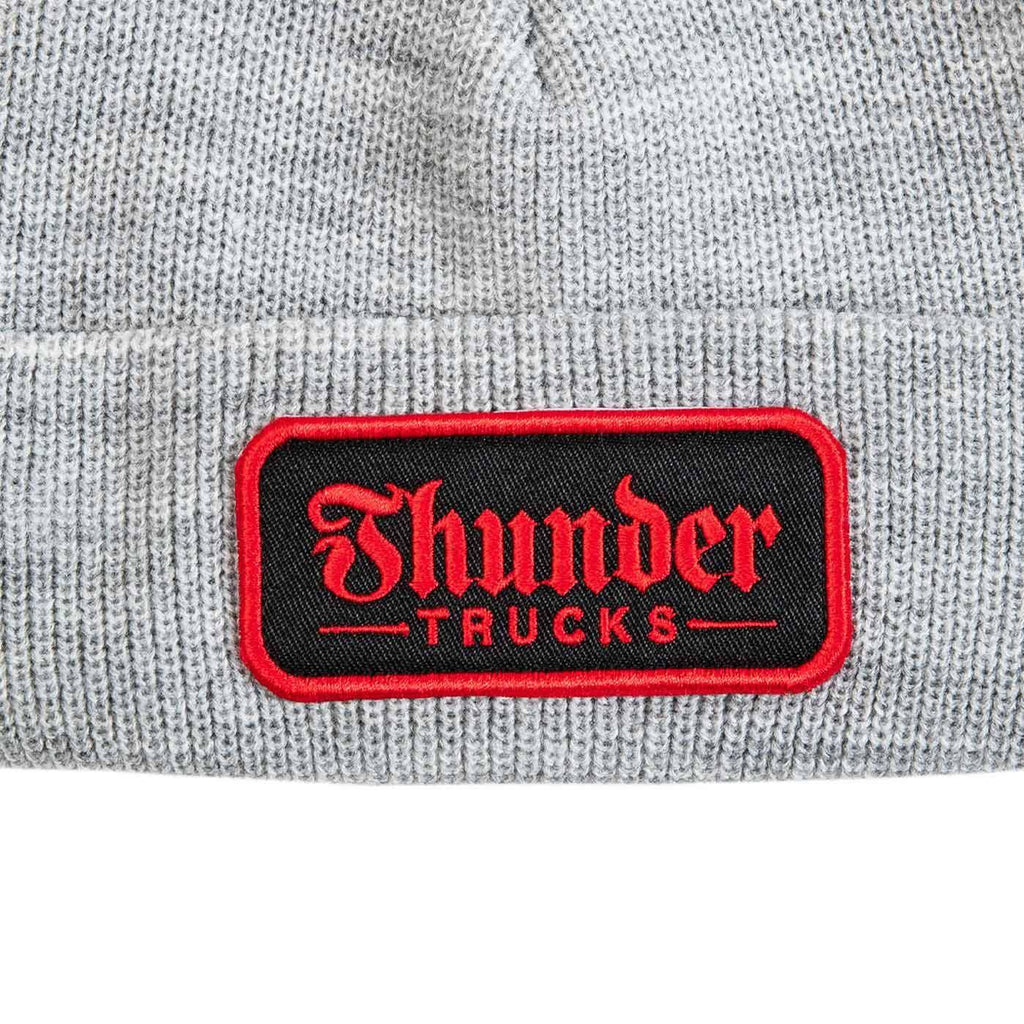 Thunder Script Patch Beanie Heather Grey  Thunder   