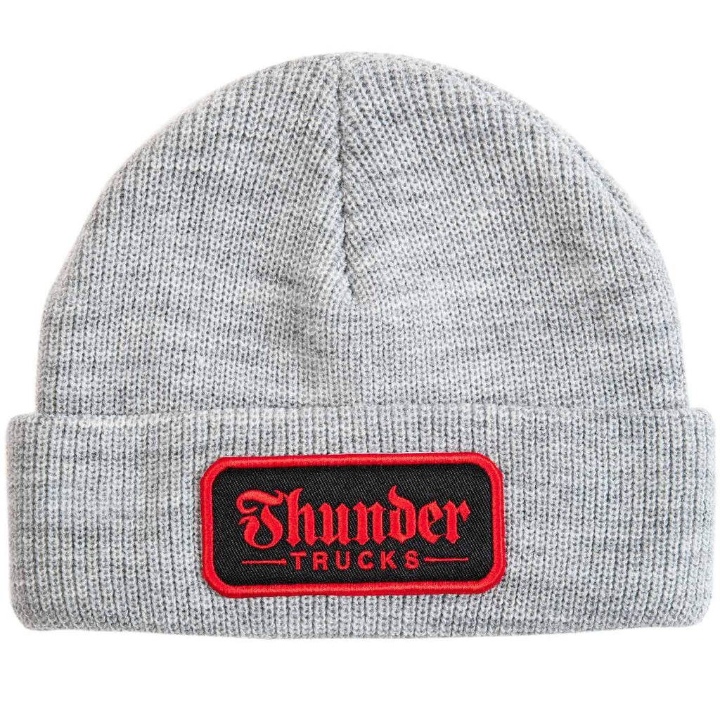 Thunder Script Patch Beanie Heather Grey  Thunder   