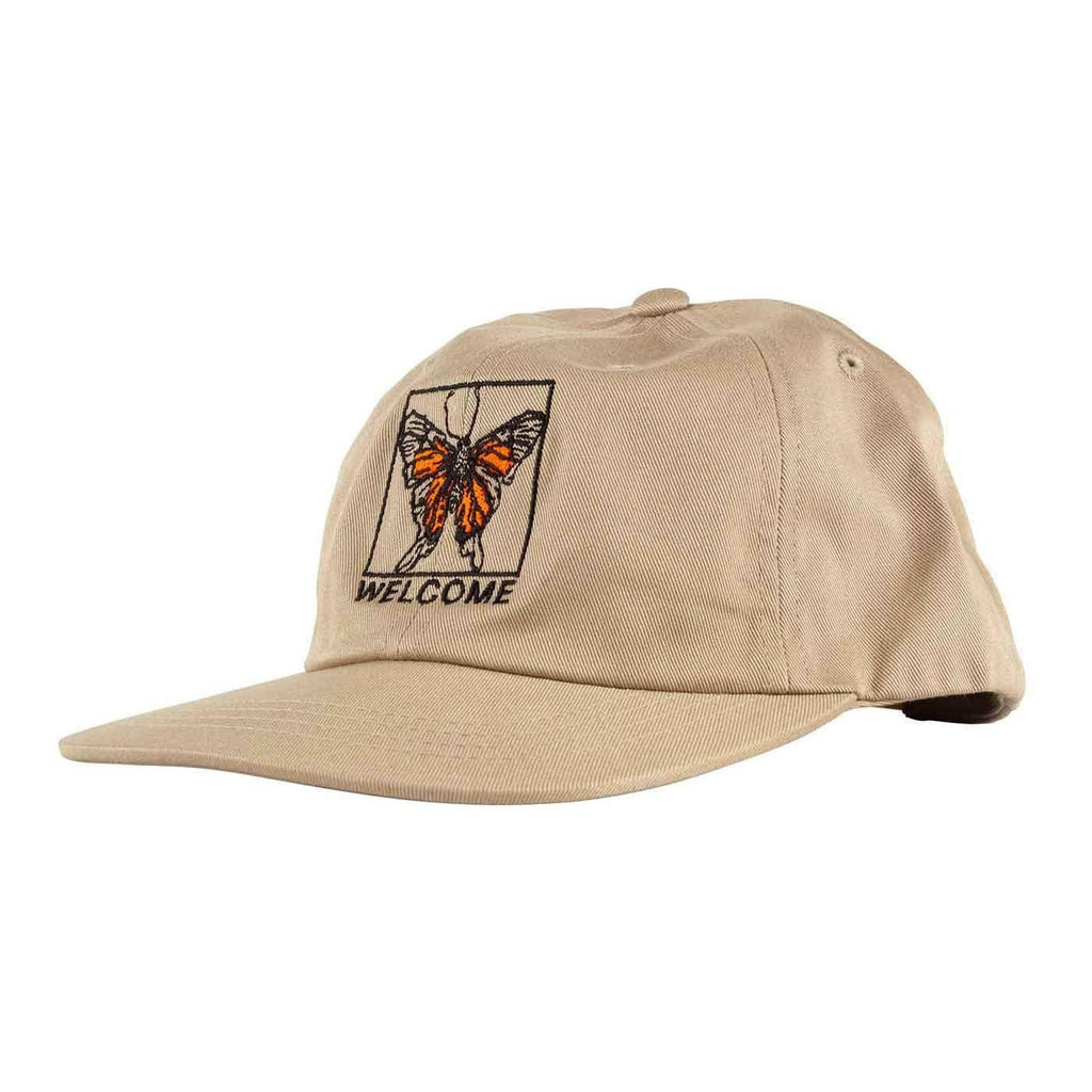 Welcome Butterfly Unstructured Snap Back Cap Khaki  Welcome   