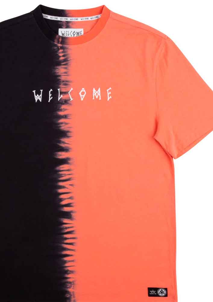 Welcome Chimera Dip-Dyed T-Shirt Coral Black  Welcome   