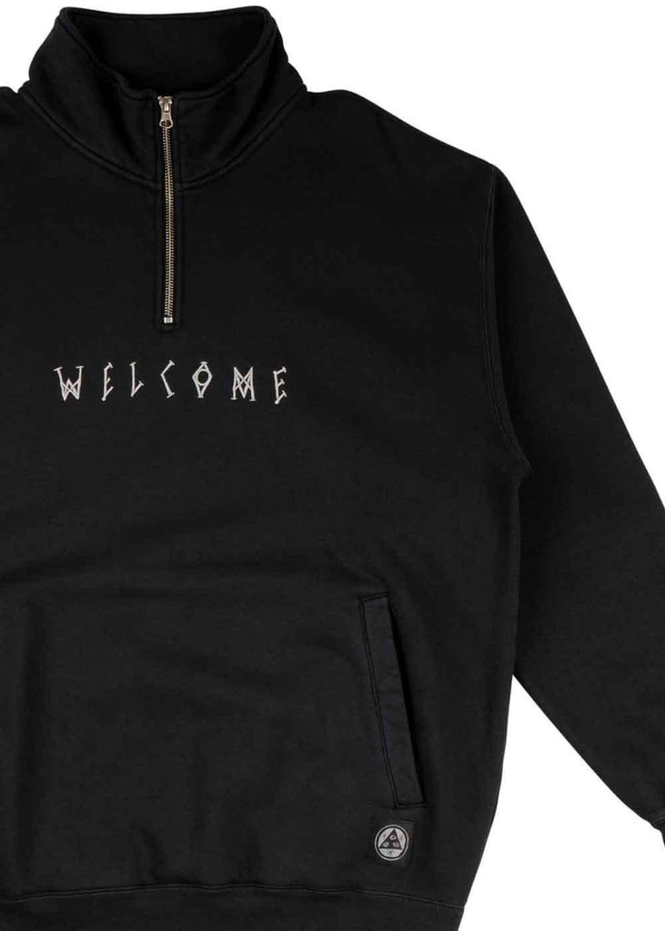 Welcome Eclipse Garment Dyed 1/4 Zip Sweater Black  Welcome   