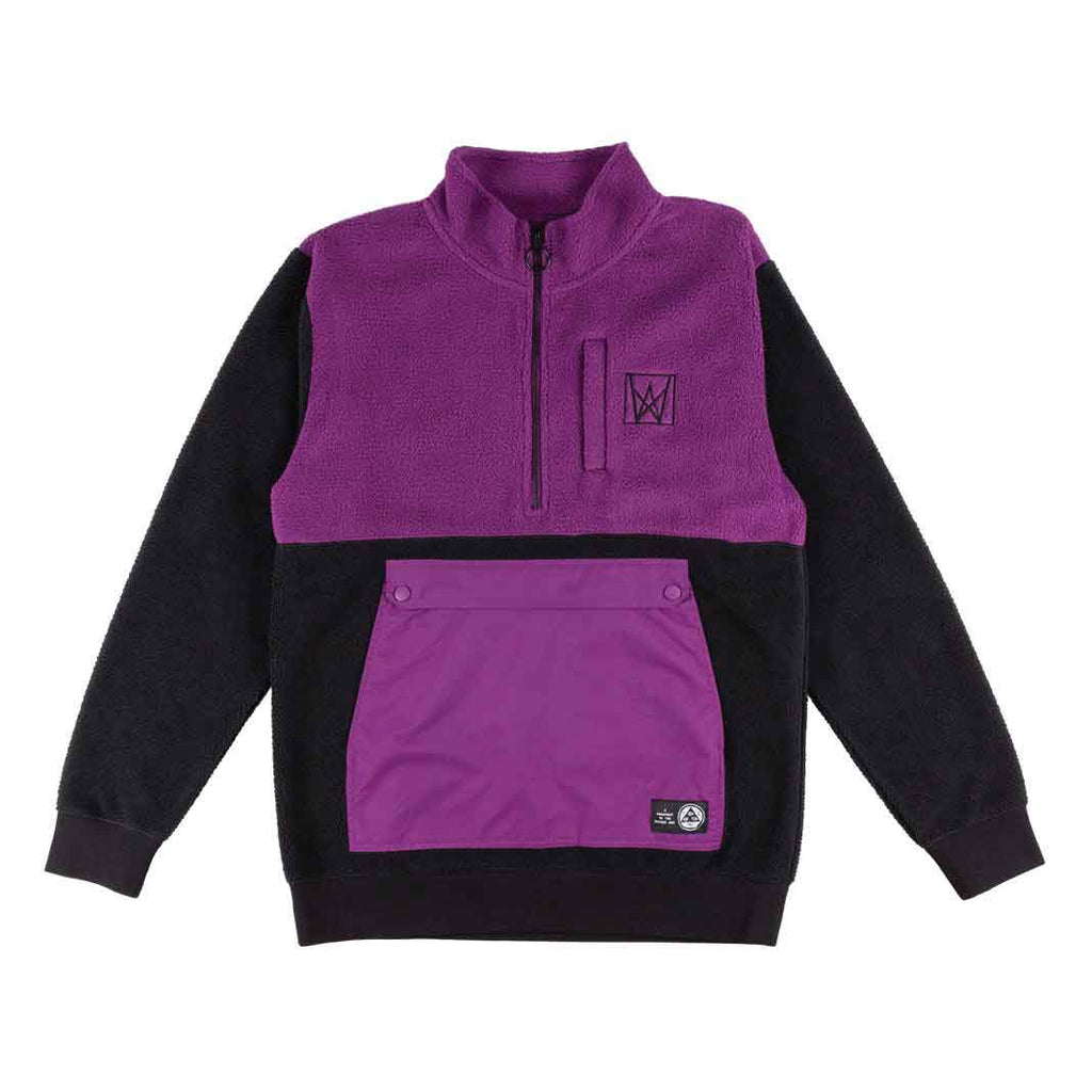 Welcome Icon Half Zip Sherpa Fleece Black Purple  Welcome   