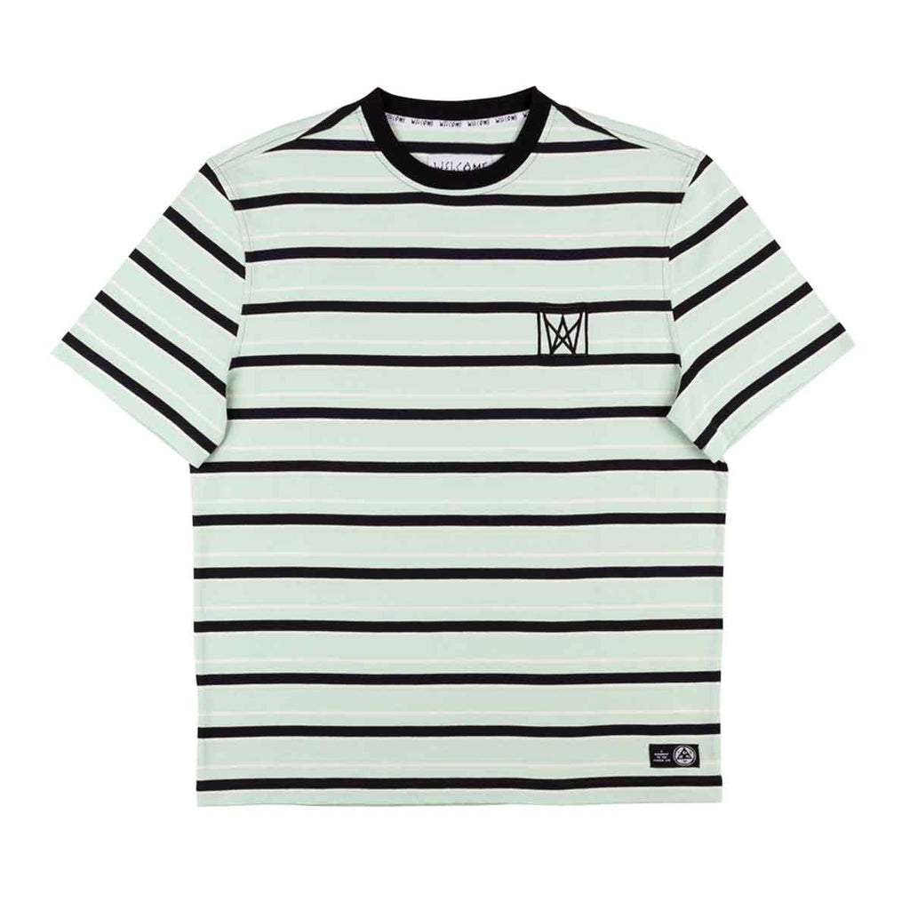 Welcome Icon Stripe Knit T-Shirt Mist Black  Welcome   