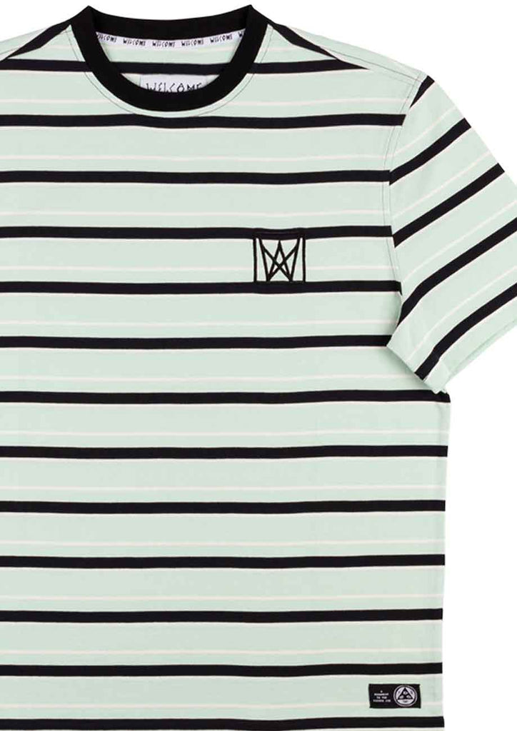 Welcome Icon Stripe Knit T-Shirt Mist Black  Welcome   