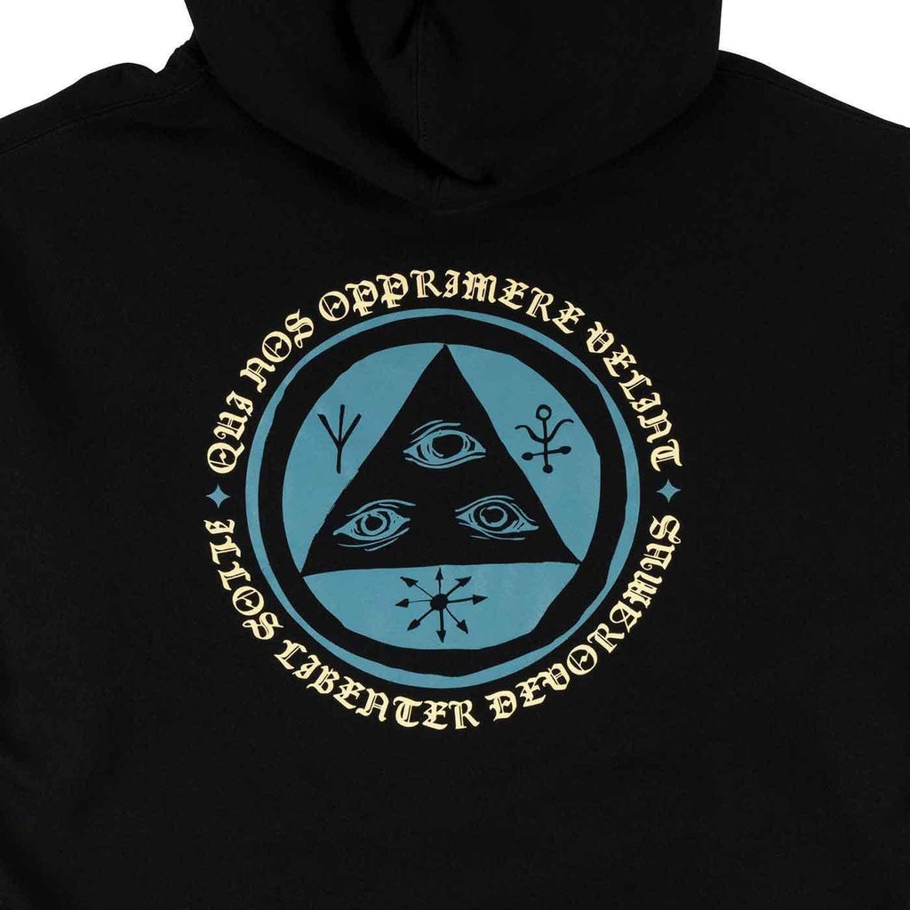 Welcome Latin Talisman Hooded Sweatshirt Black Deep Teal  Welcome   