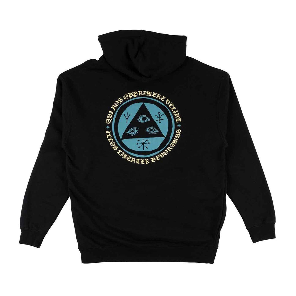 Welcome Latin Talisman Hooded Sweatshirt Black Deep Teal  Welcome   