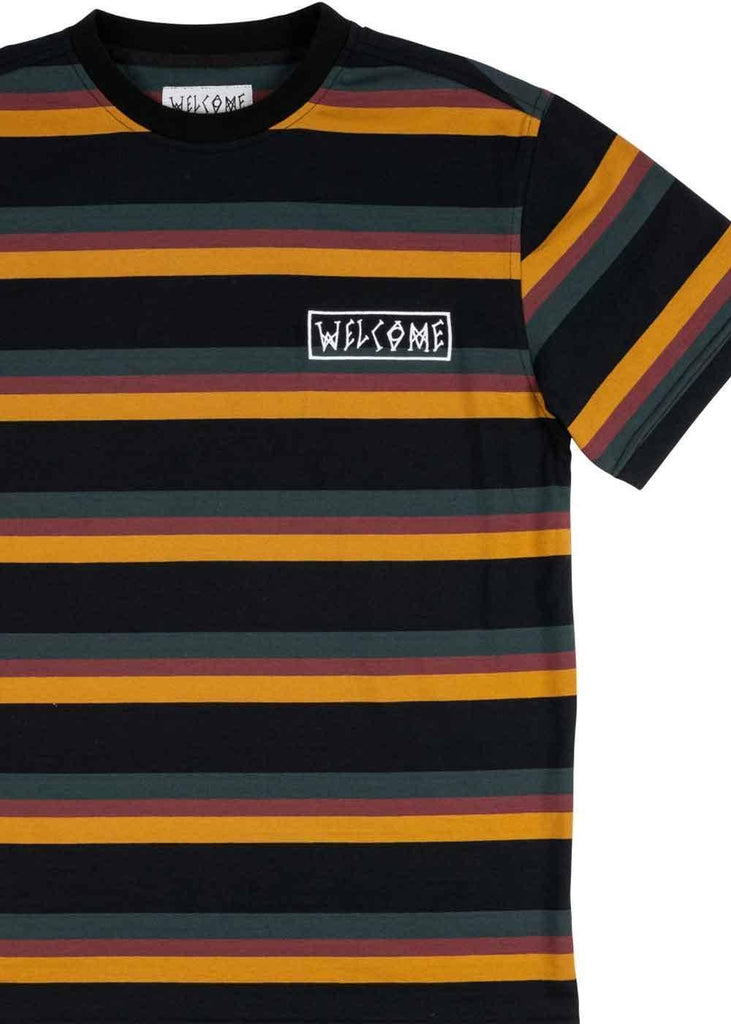 Welcome Medius Yarn Dyed Striped T-Shirt Black  Welcome   