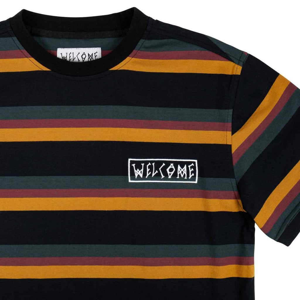 Welcome Medius Yarn Dyed Striped T-Shirt Black  Welcome   